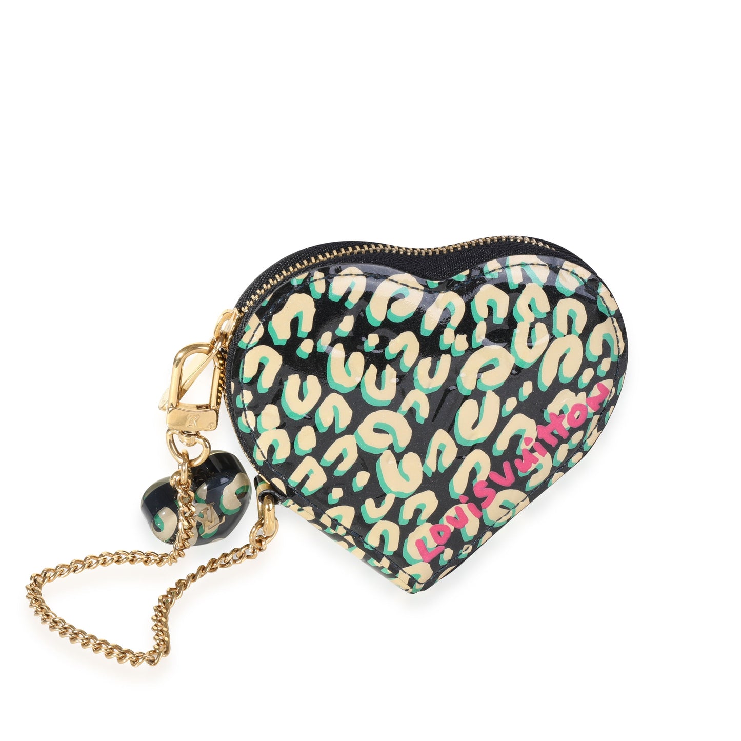 Louis Vuitton  x Stephen Spro  Bleu Infini Leopard Vernis Heart Coin Purse