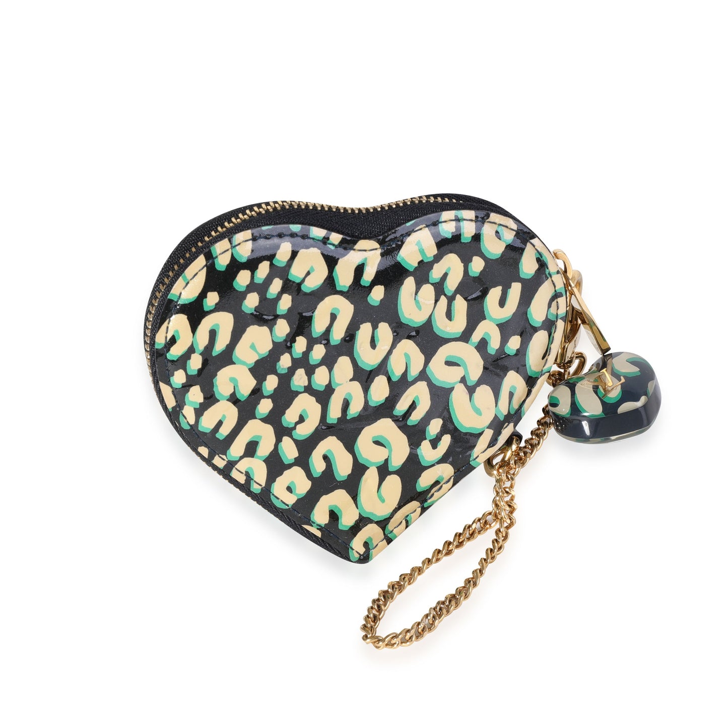 Louis Vuitton  x Stephen Spro  Bleu Infini Leopard Vernis Heart Coin Purse