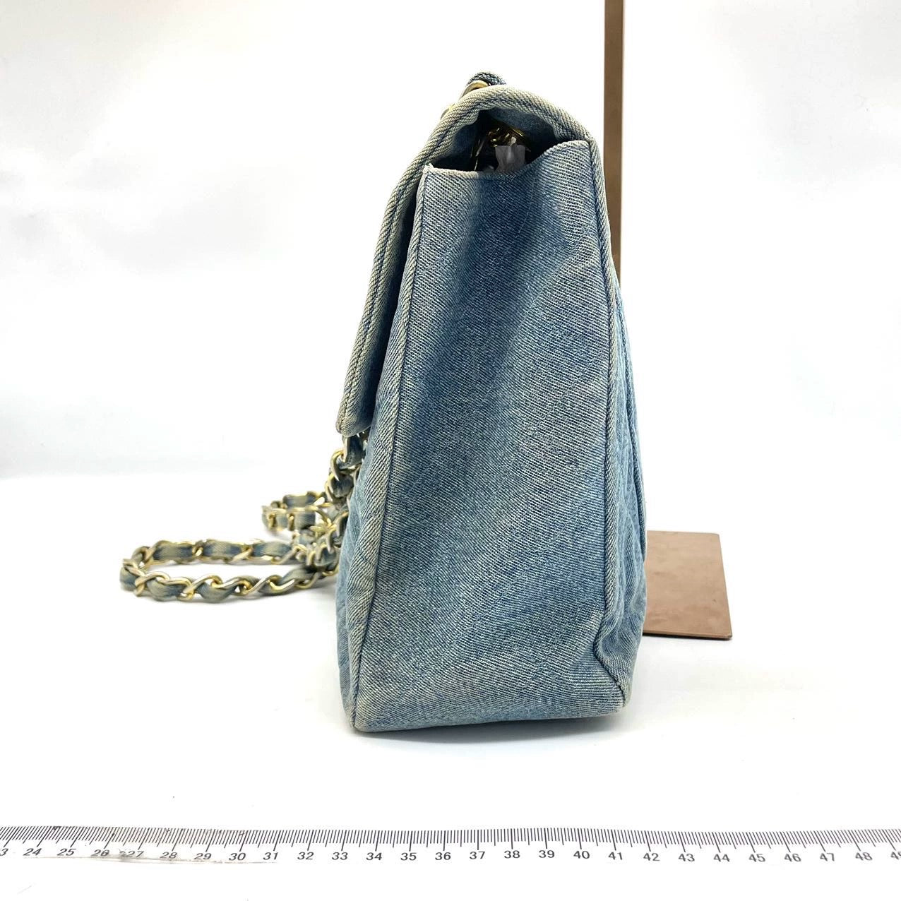 Chanel   Classic Maxi 34 Flap Blue Jeans Denim Giant CC 24 Gold Hardware