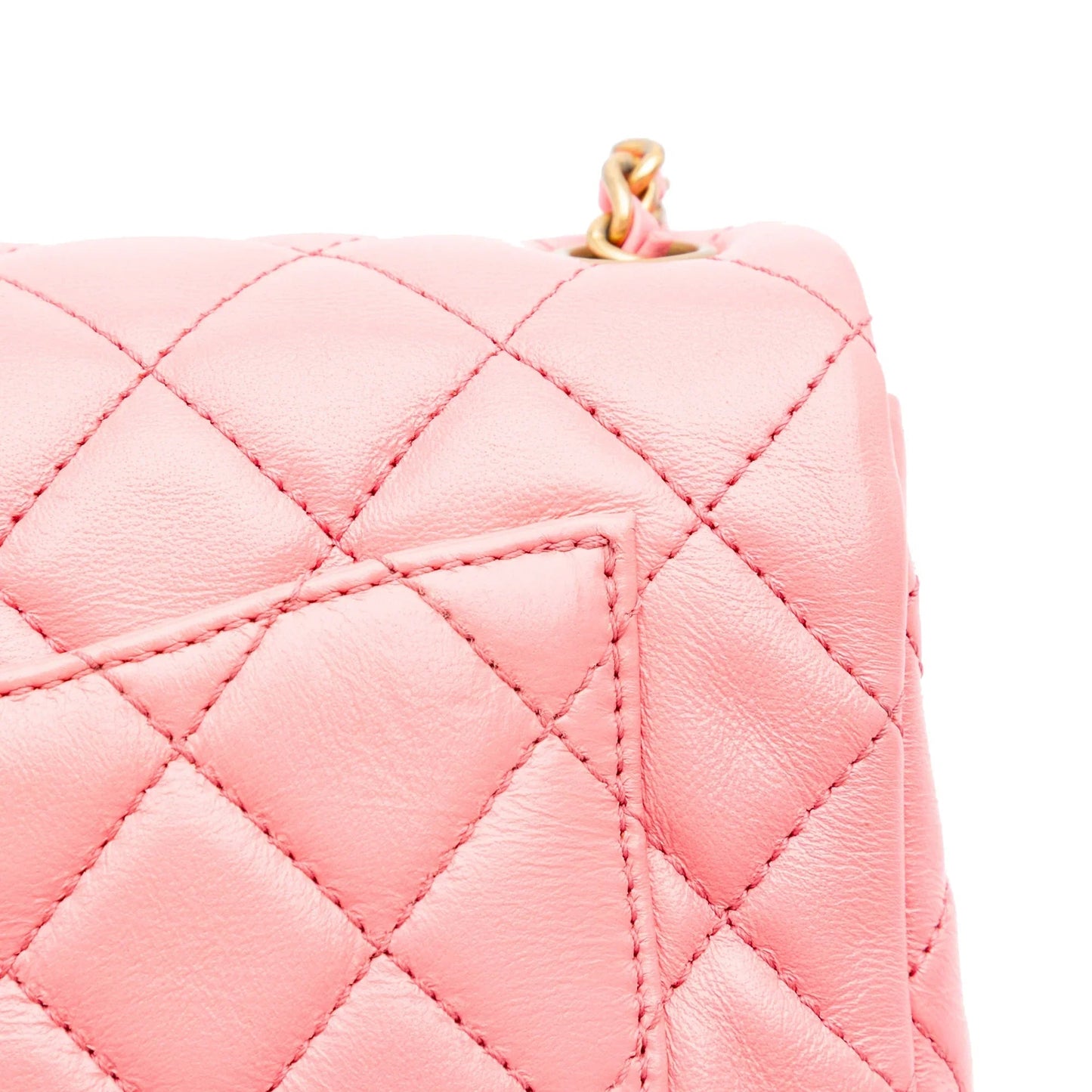 Pink Chanel Mini Rectangular Classic Lambskin Pearl Crush Single Flap Crossbody Bag