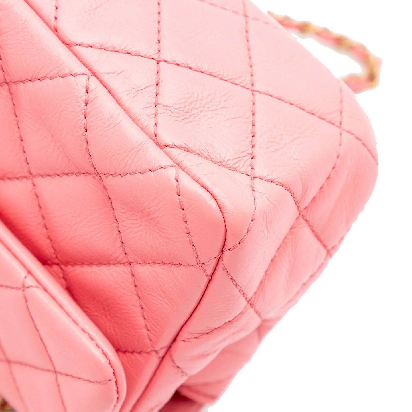 Pink Chanel Mini Rectangular Classic Lambskin Pearl Crush Single Flap Crossbody Bag