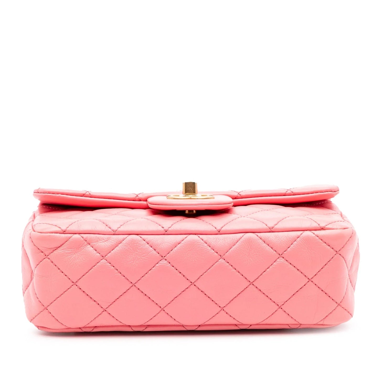 Pink Chanel Mini Rectangular Classic Lambskin Pearl Crush Single Flap Crossbody Bag