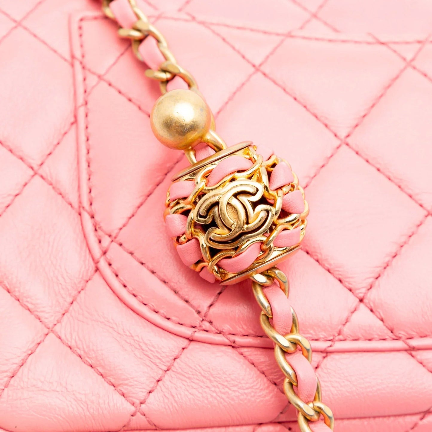 Pink Chanel Mini Rectangular Classic Lambskin Pearl Crush Single Flap Crossbody Bag