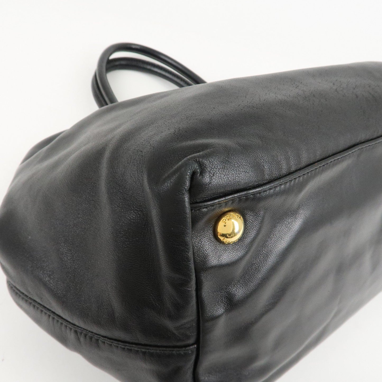 PRADA Nappa Leather Ribbon Tote Bag Hand Bag NERO Black BN1601  d
