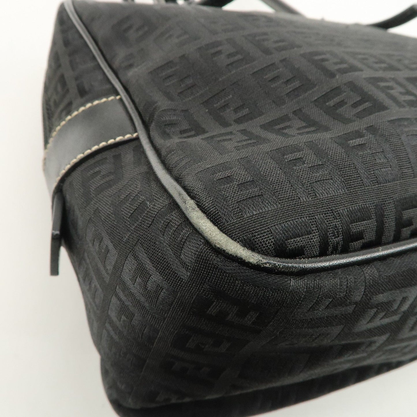 FENDI Zucchino Canvas Leather Mini Boston Bag Black 8BN005  d