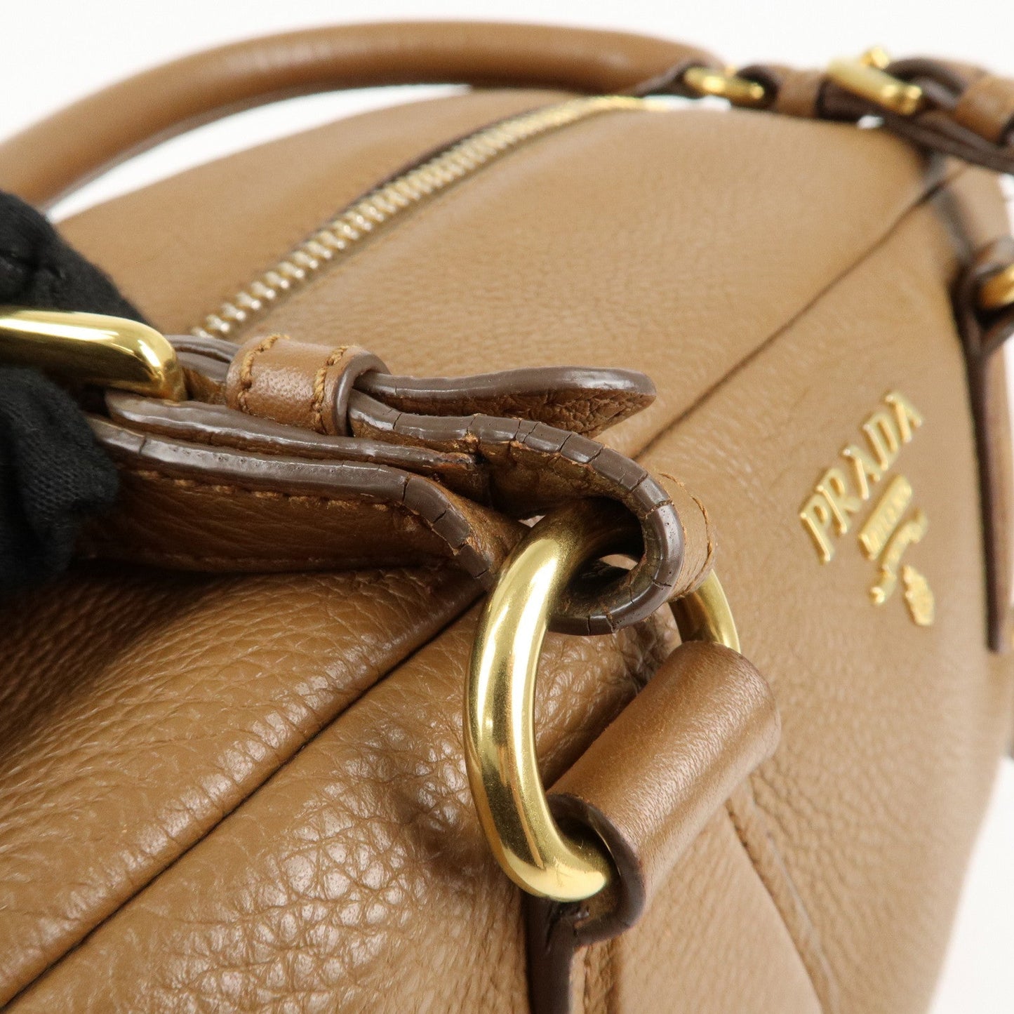 PRADA Leather 2Way Bag Hand Bag Shoulder Bag Brown 1BB091  d