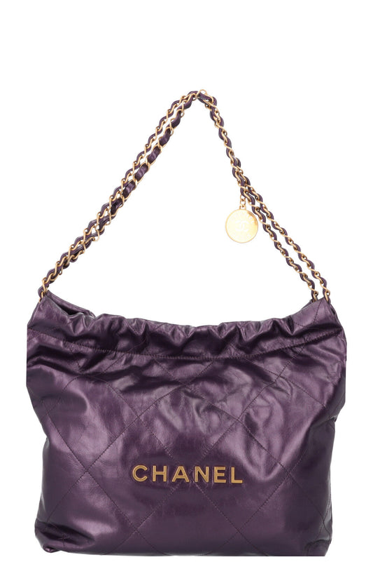 CHANEL 22 Small Bag Metallic Purple