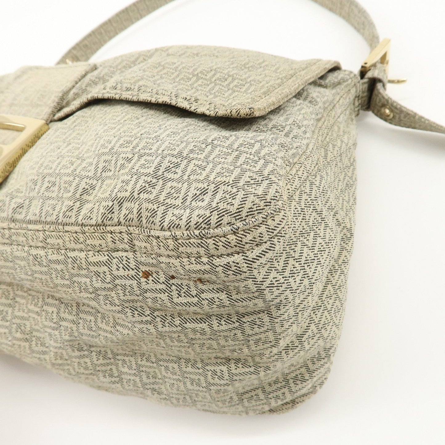 FENDI Mamma Baguette Micro FF Canvas Shoulder Bag Gray 8BR001  d