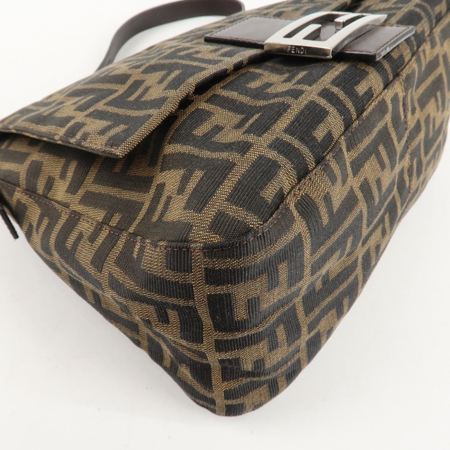 FENDI Mamma Baguette Zucca Canvas Leather Shoulder Bag 26325  d
