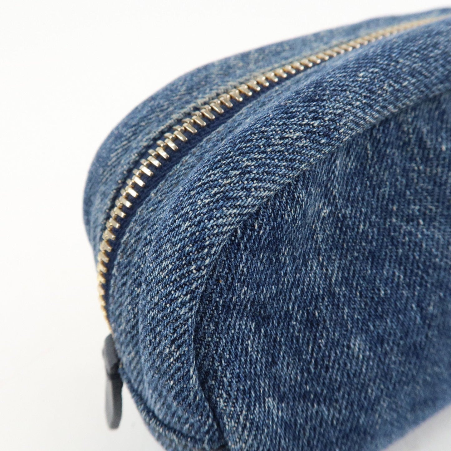 PRADA Logo Canvas Leather Pouch Cosmetic Pouch Blue 1NA175  d