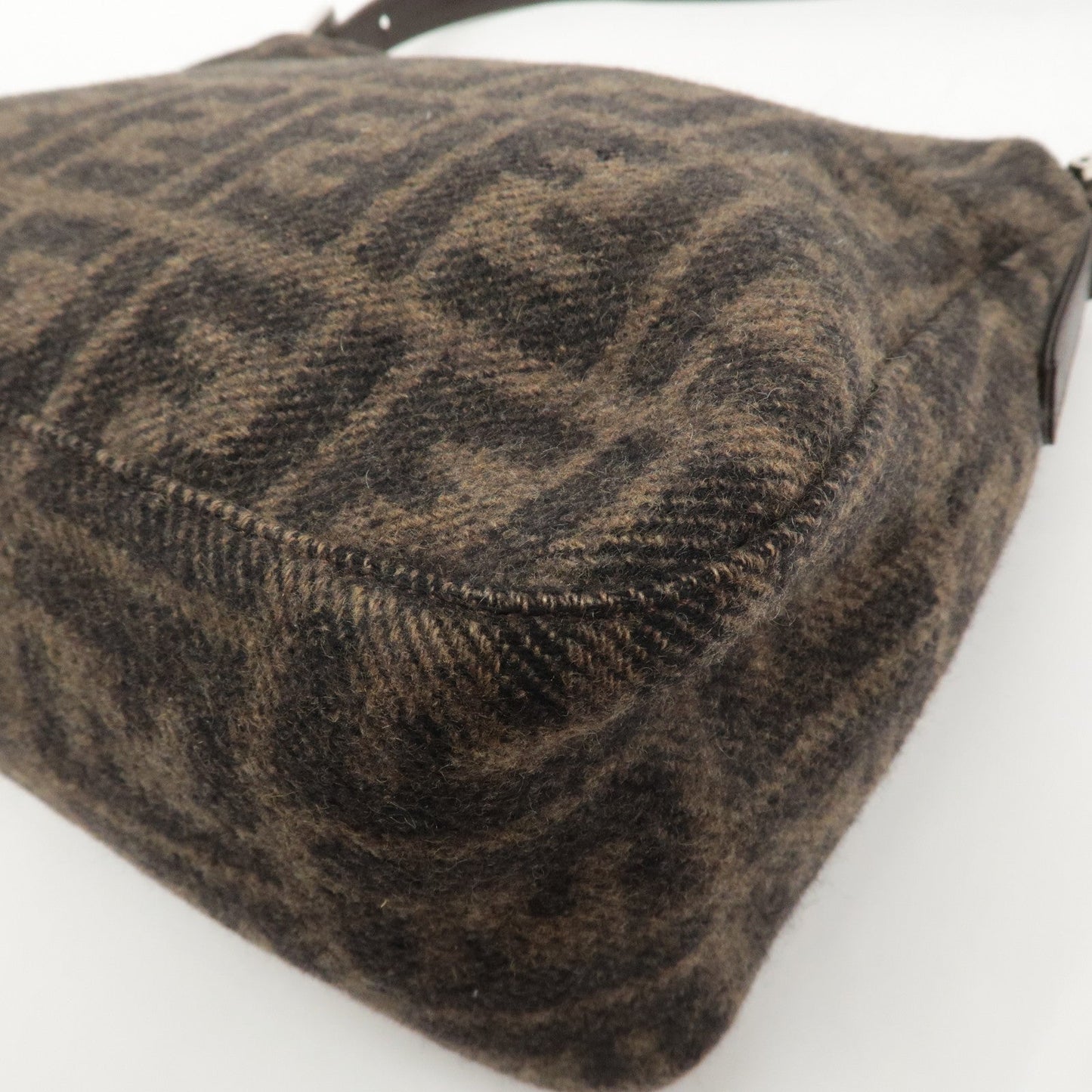 FENDI Mamma Baguette Zucca Wool Leather Shoulder Bag 26325  d
