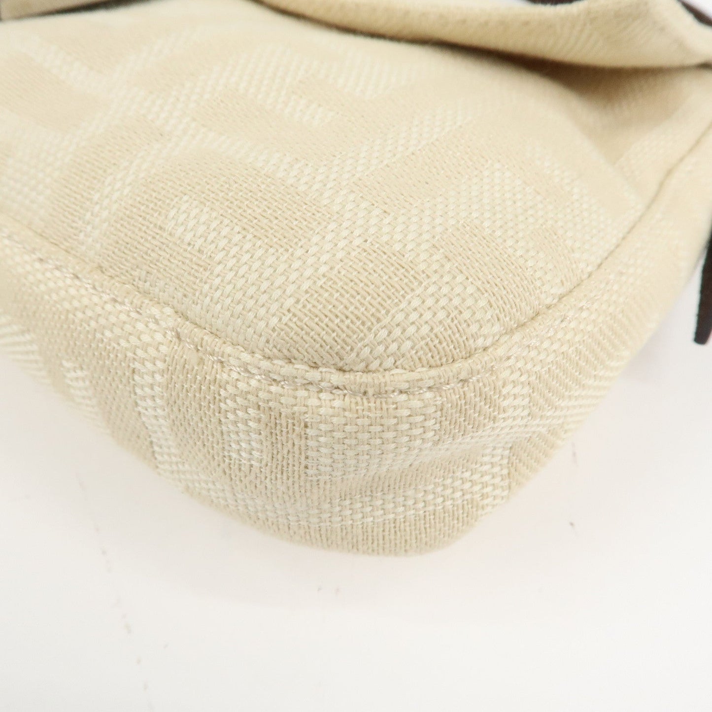 FENDI Mamma Baguette Zucca Canvas Shoulder Bag Beige White 26424  d