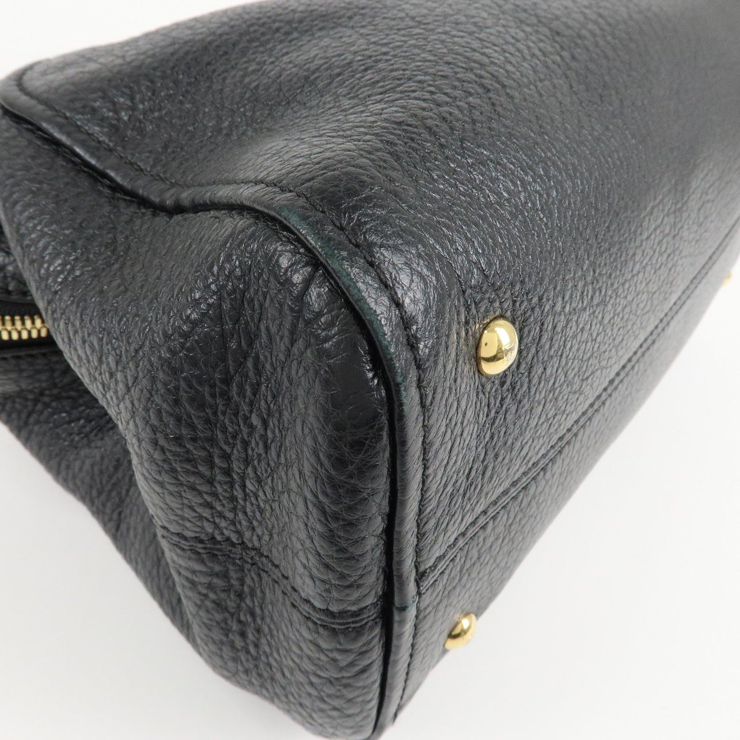 FENDI Chameleon Leather 2WAY Bag Hand Bag Black 8BL114  d