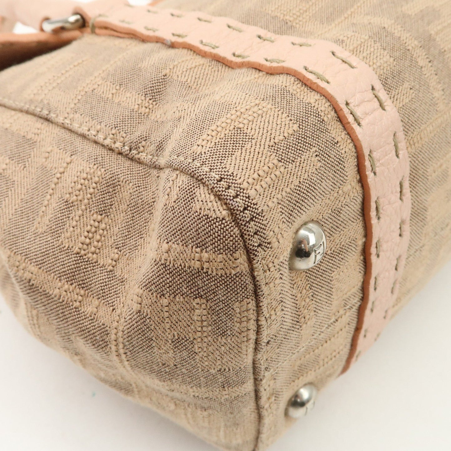 FENDI Zucca Selleria Leather Mini Linda Hand Bag Pink 8BR486  d