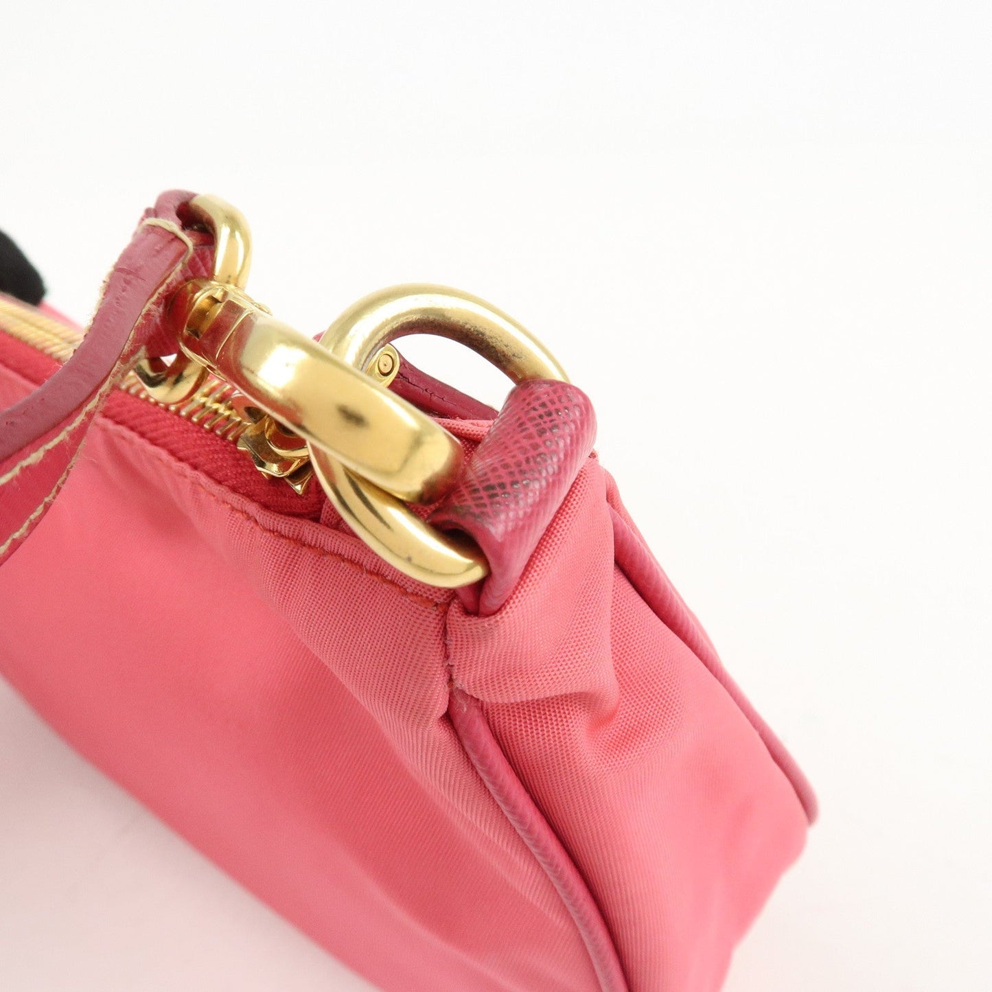 PRADA Nylon Saffiano Leather Shoulder Bag Hand Bag Pink  d