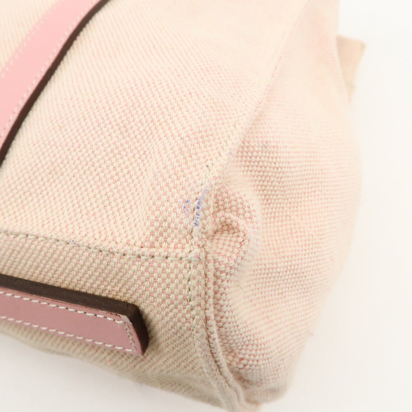 PRADA Canvas Leather Nylon Tote Bag Hand Bag Pink Silver HDW  d