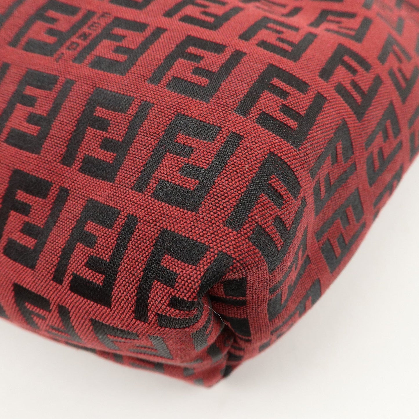 FENDI Zucchino Canvas Leather Mini Tote Bag Red Black 8BH056  d