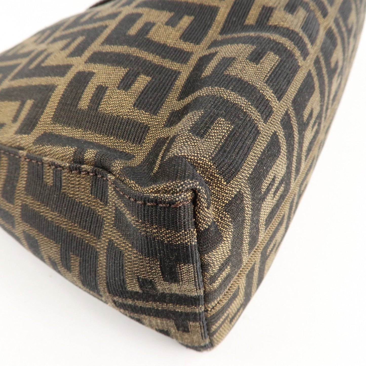 FENDI Zucca Canvas Leather Shoulder Bag Brown Black 9161150001  d
