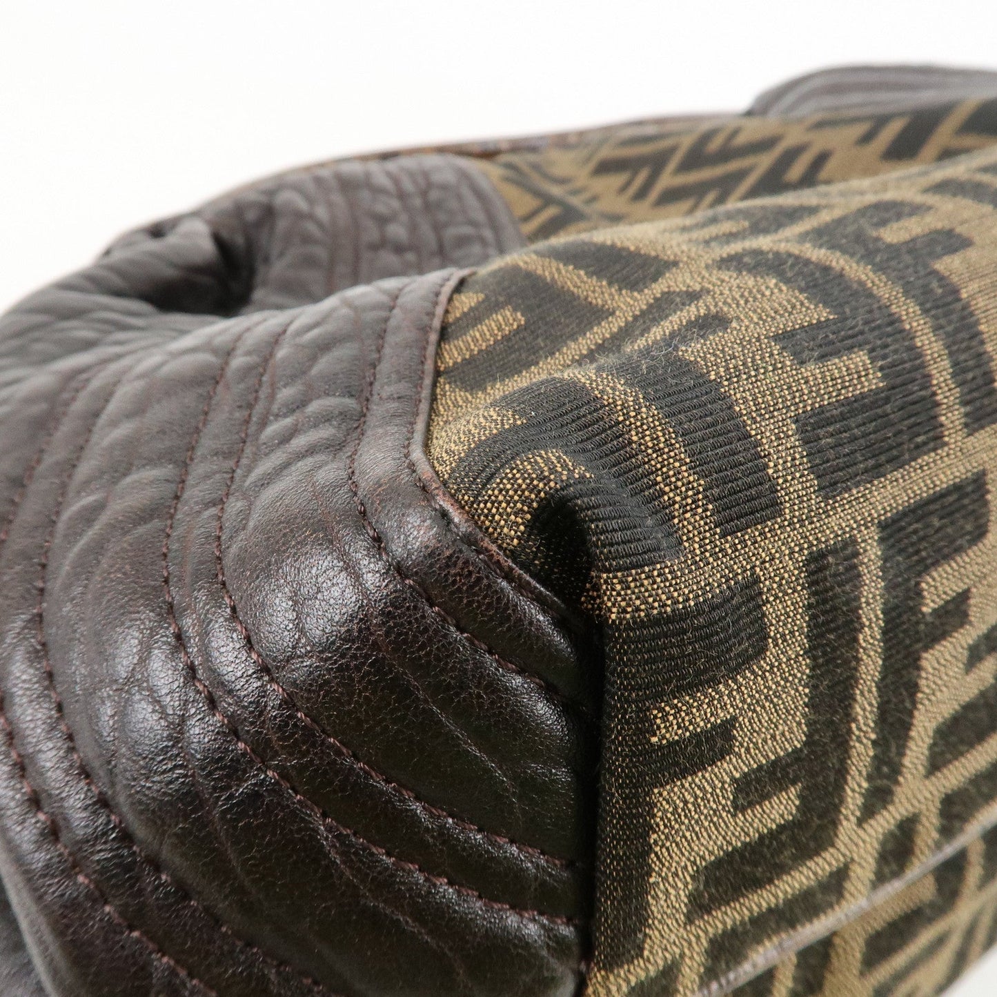 FENDI Zucca Canvas Leather Spy Bag Brown Black 8BR511  d