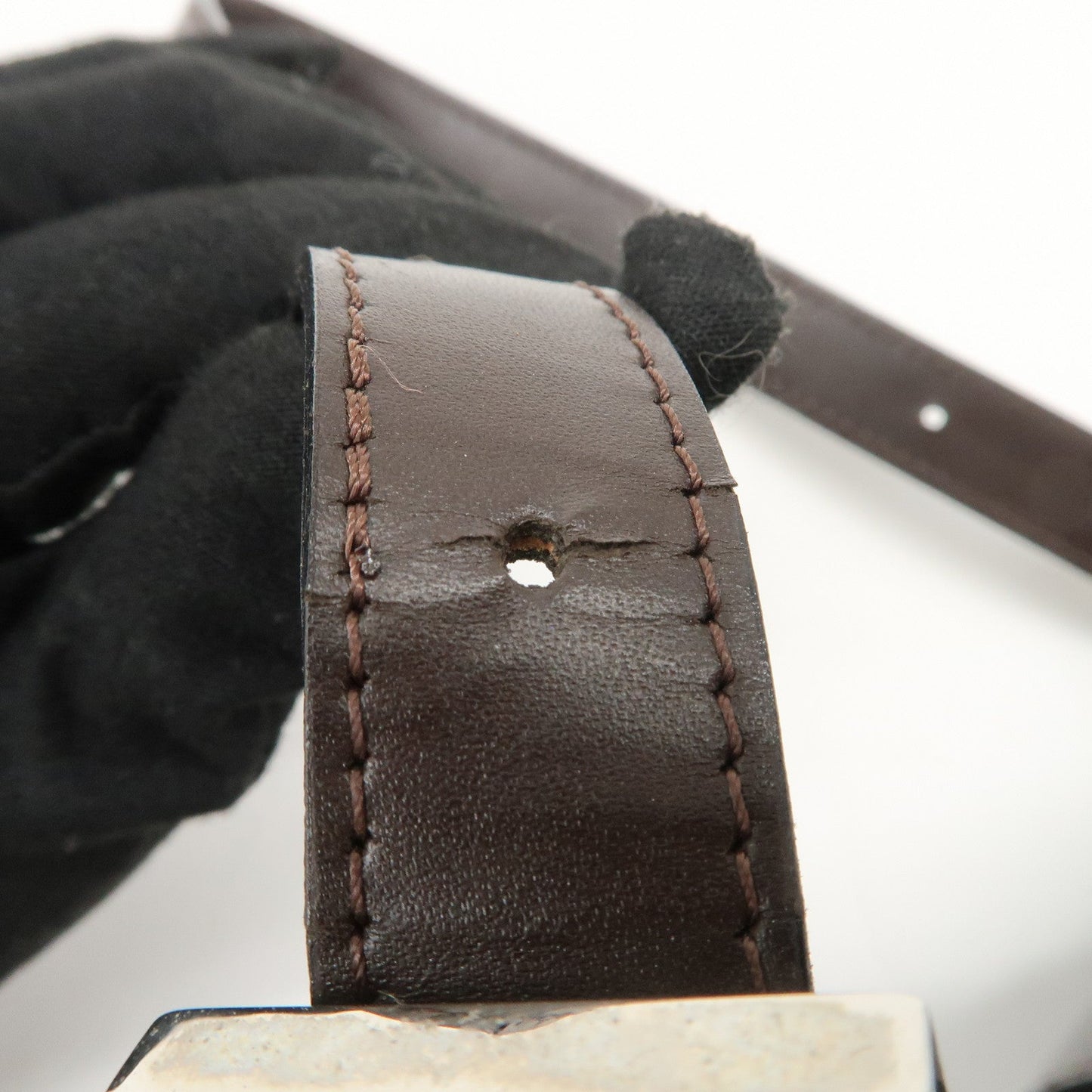 FENDI Zucca Canvas Leather Hand Bag Brown Black  d