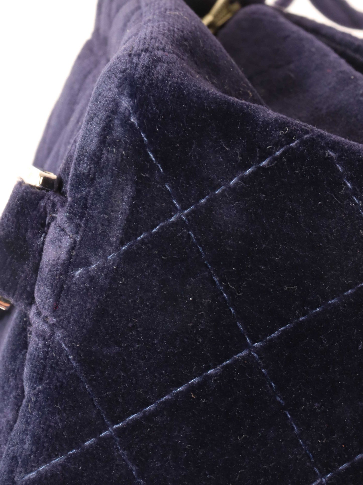 Chanel   Navy Velvet Classic Flap Backpack.