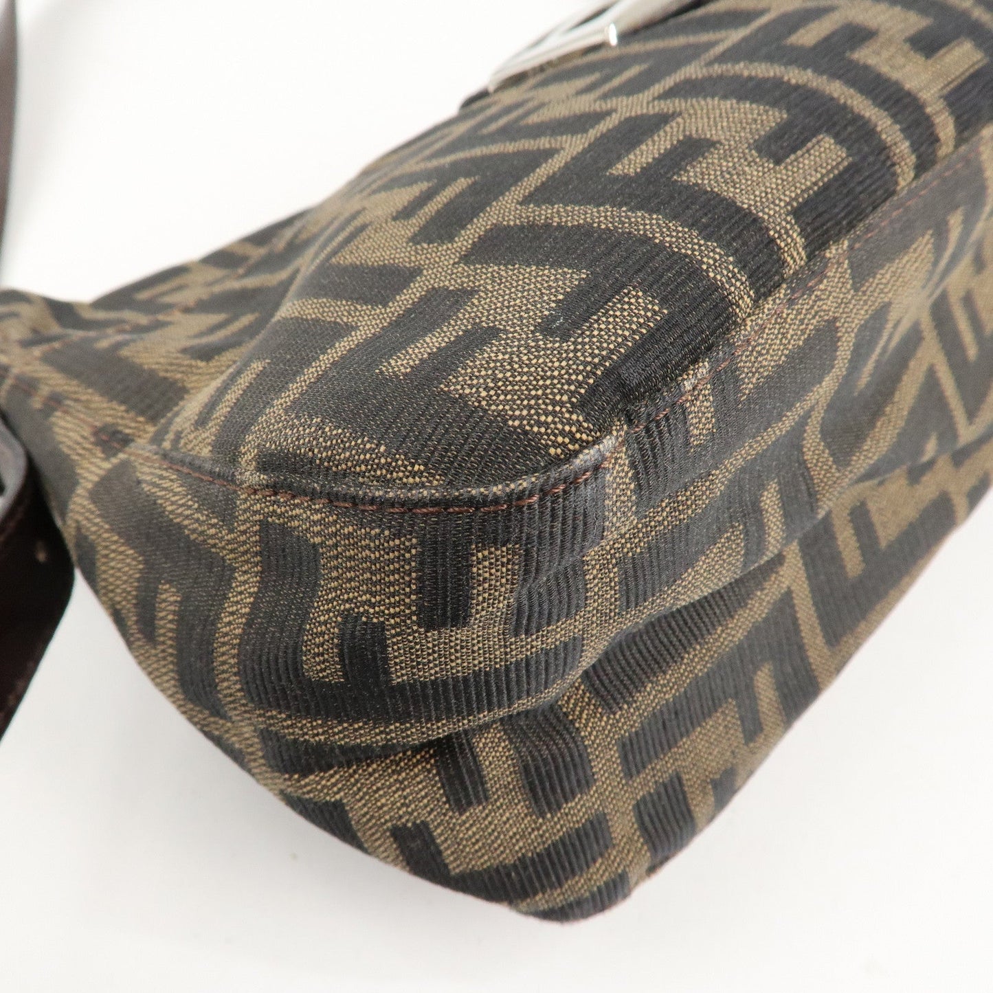 FENDI Zucca Canvas Leather Shoulder Bag Brown Black 26566  d