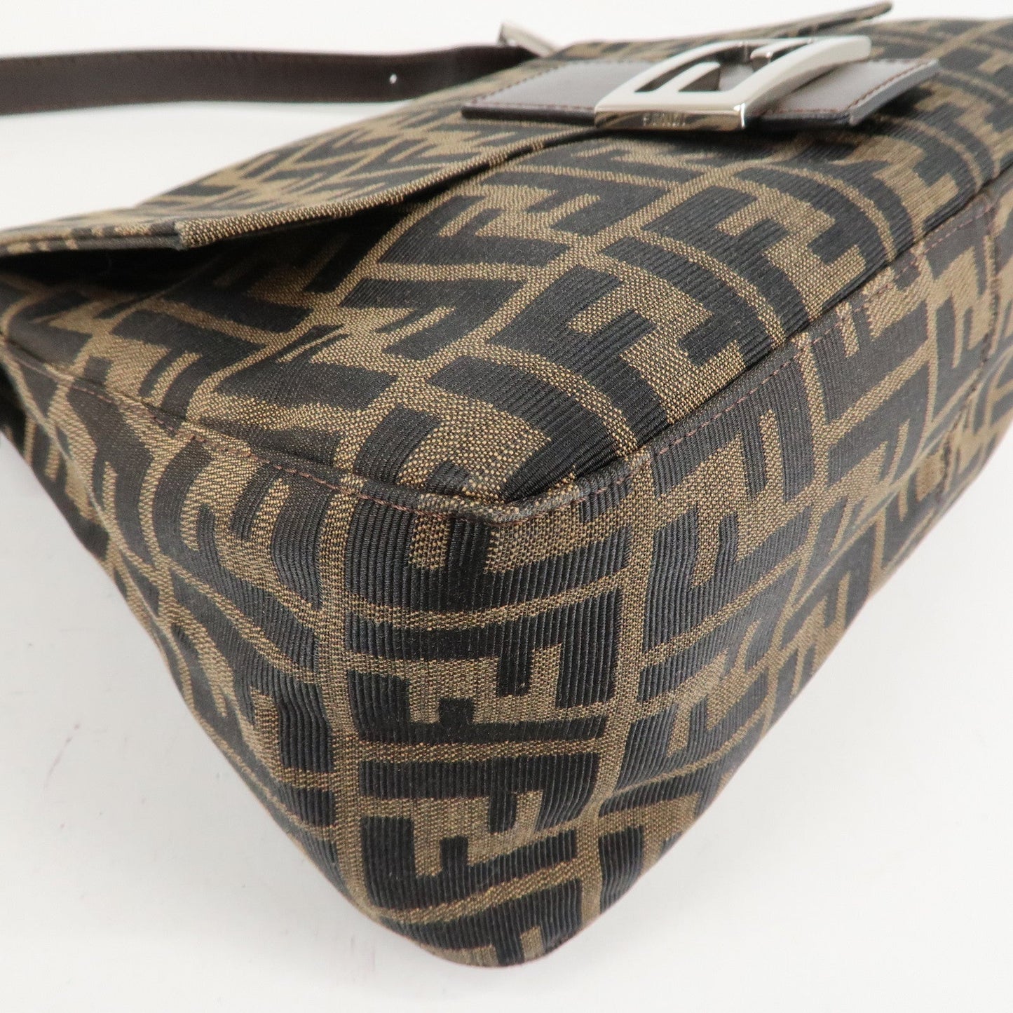 FENDI Mamma Baguette Zucca Canvas Leather Shoulder Bag 26325  d