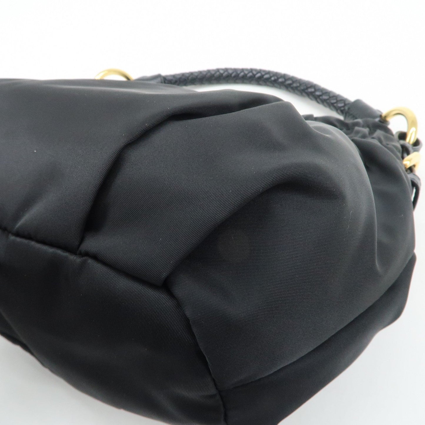 PRADA Nylon Leather Shoulder Bag Black  d