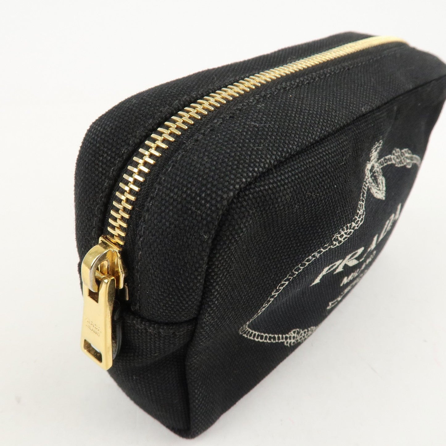 PRADA Canvas Pouch Cosmetic Pouch Black  d