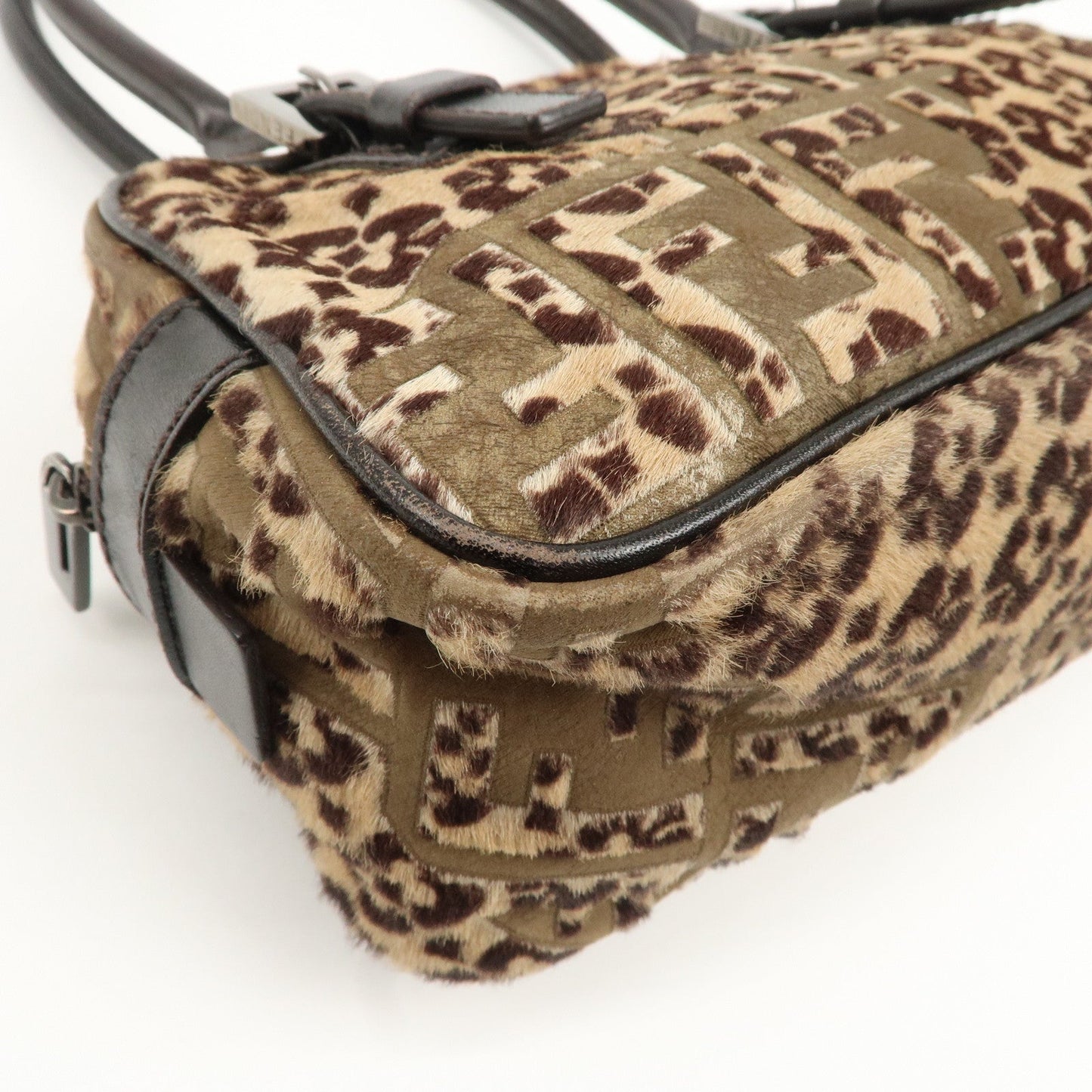 FENDI FF Unborn Calf Leather Mini Boston Bag Hand Bag 8BN004  d