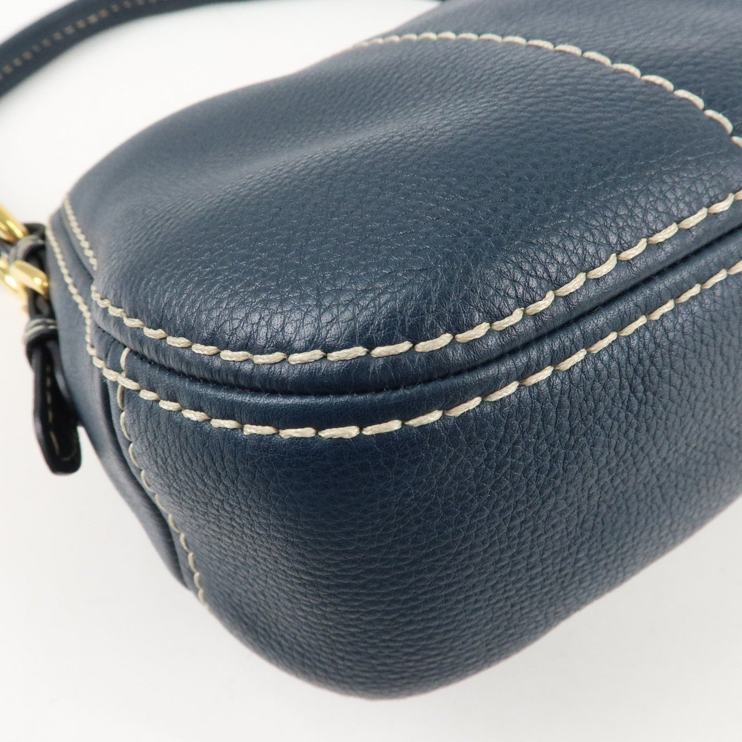 PRADA Soft Calf Leather Shoulder Bag Hand Bag Blue BR4690  d