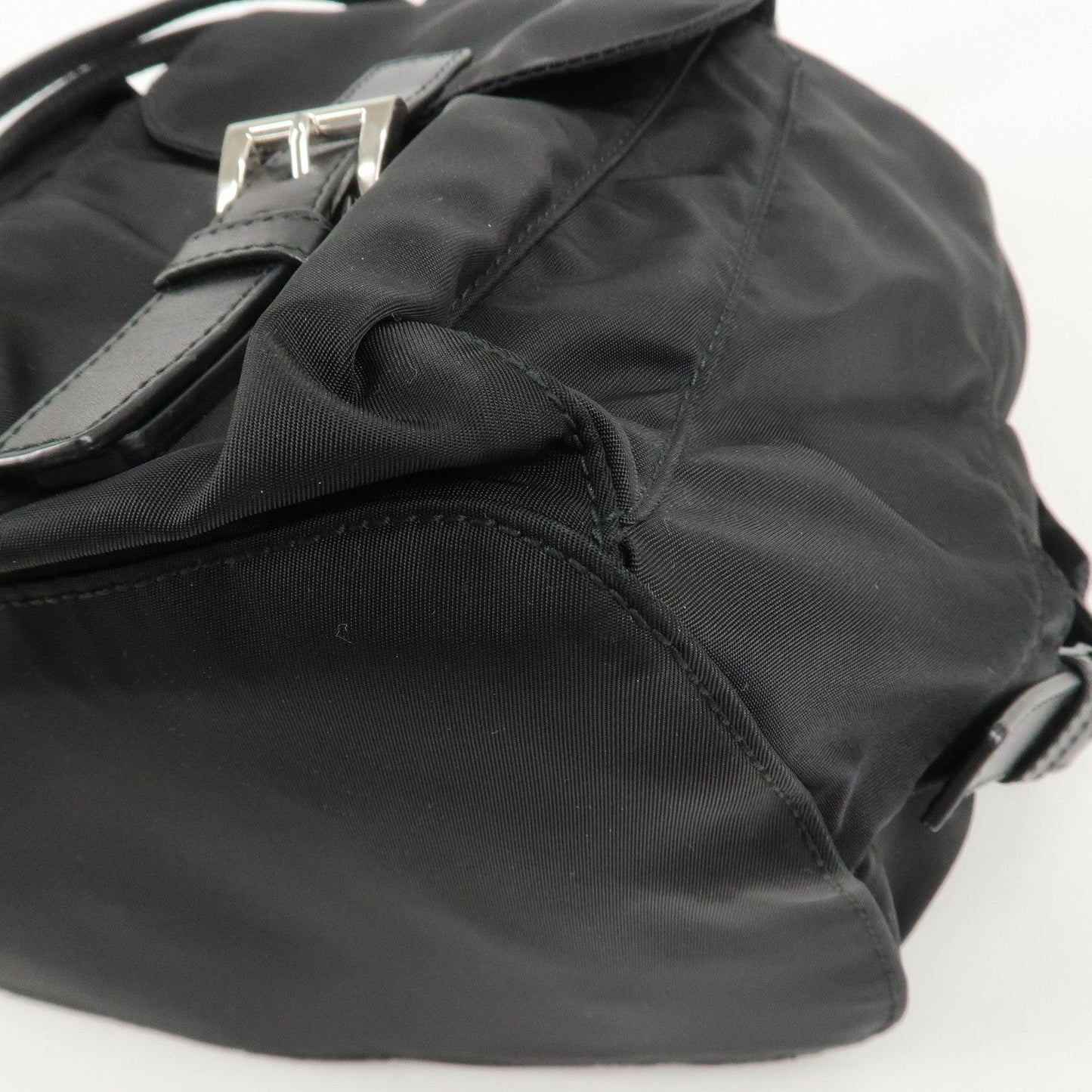 PRADA Logo Nylon Leather Back Pack Ruck Sack NERO Black BZ2811  d