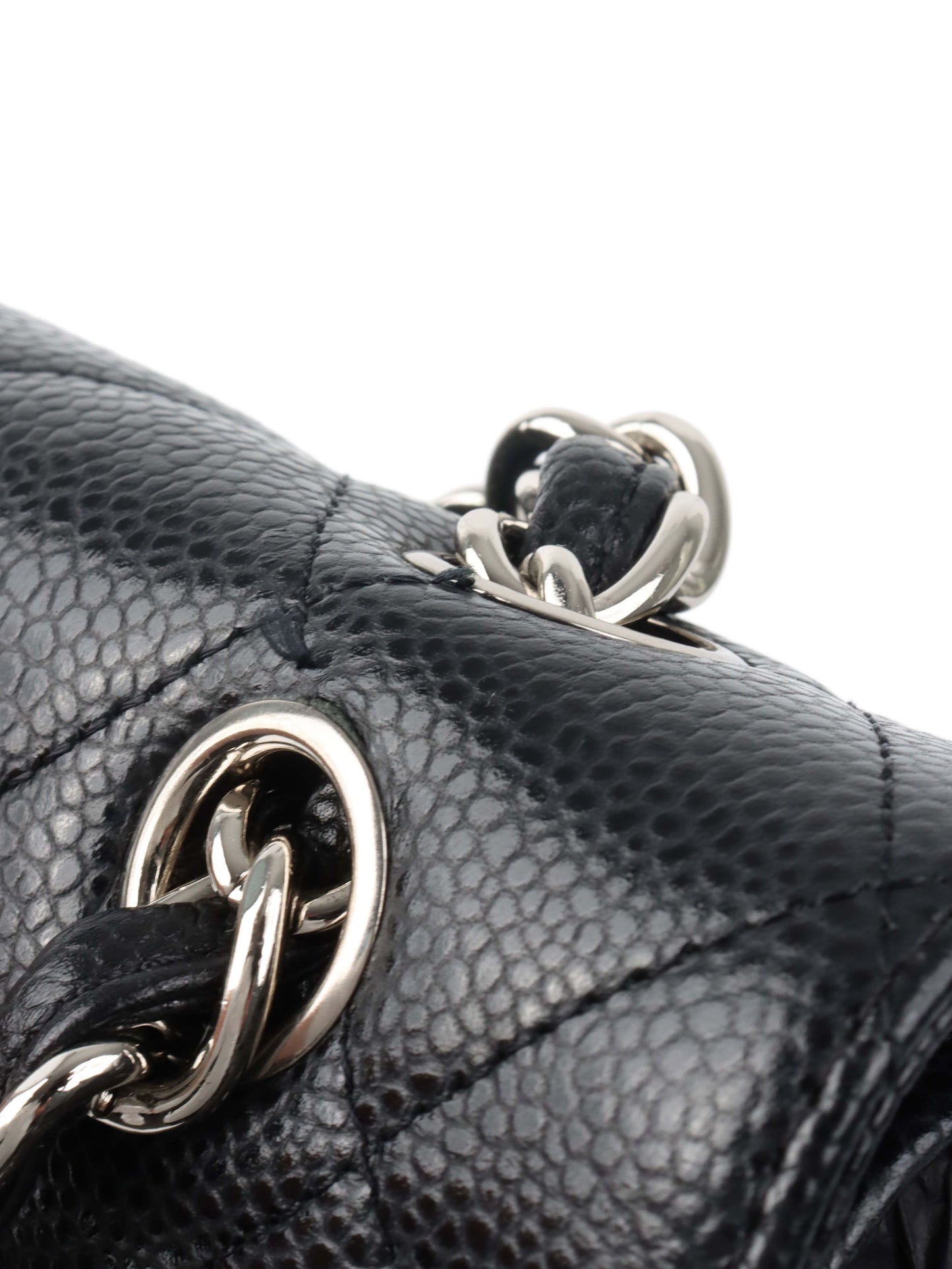 Chanel Black Caviar Maxi Double Classic Flap SHW.
