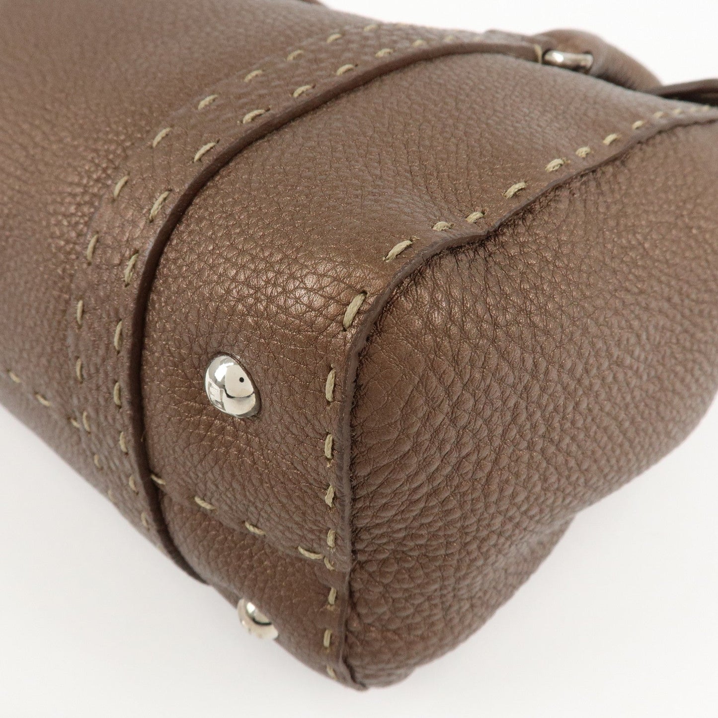 FENDI Selleria Leather Linda Hand Bag Brown 8BR547  d