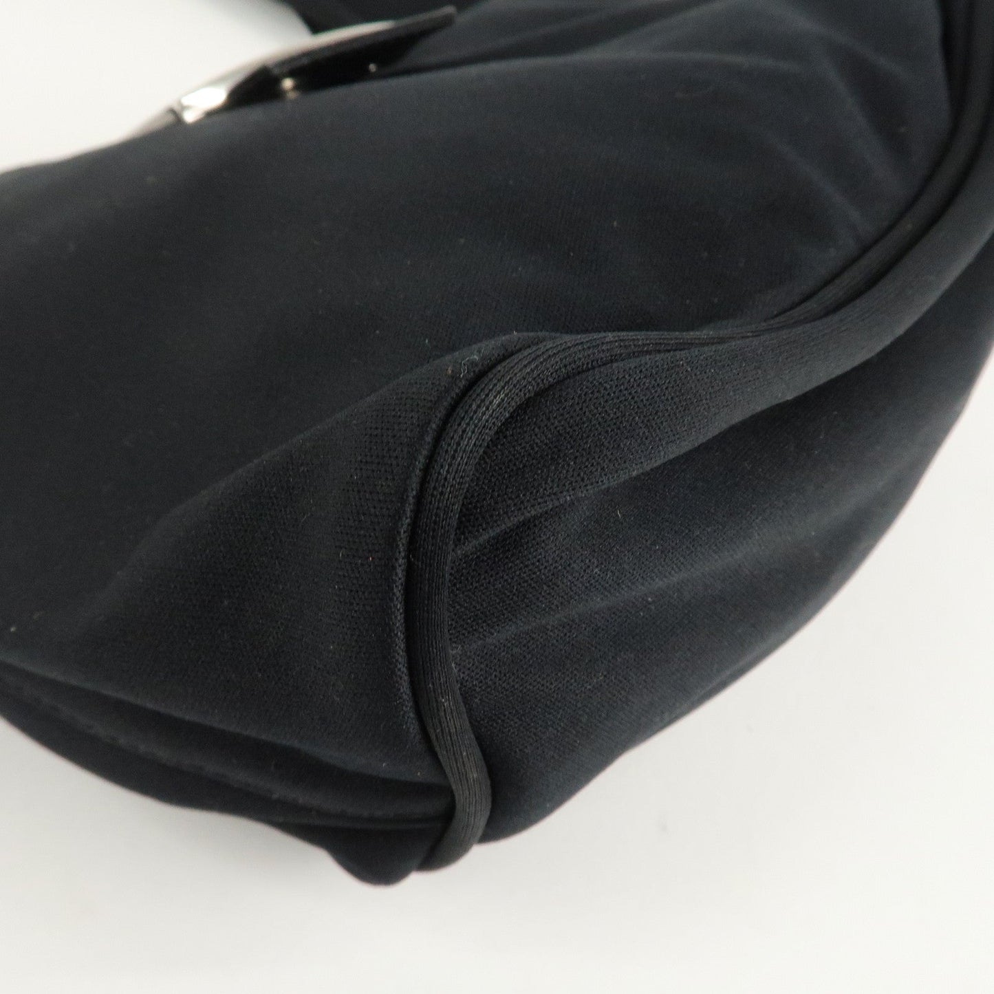 FENDI Cotton Leather Shoulder Bag Black 26686  d