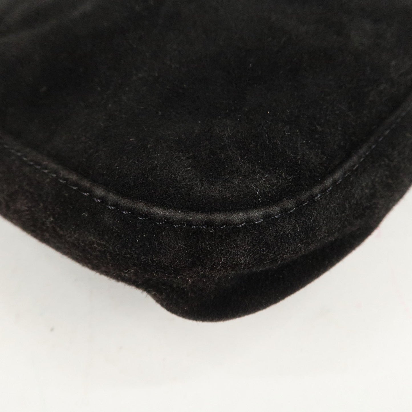 FENDI Suede Leather Shoulder Bag Black 26569  d