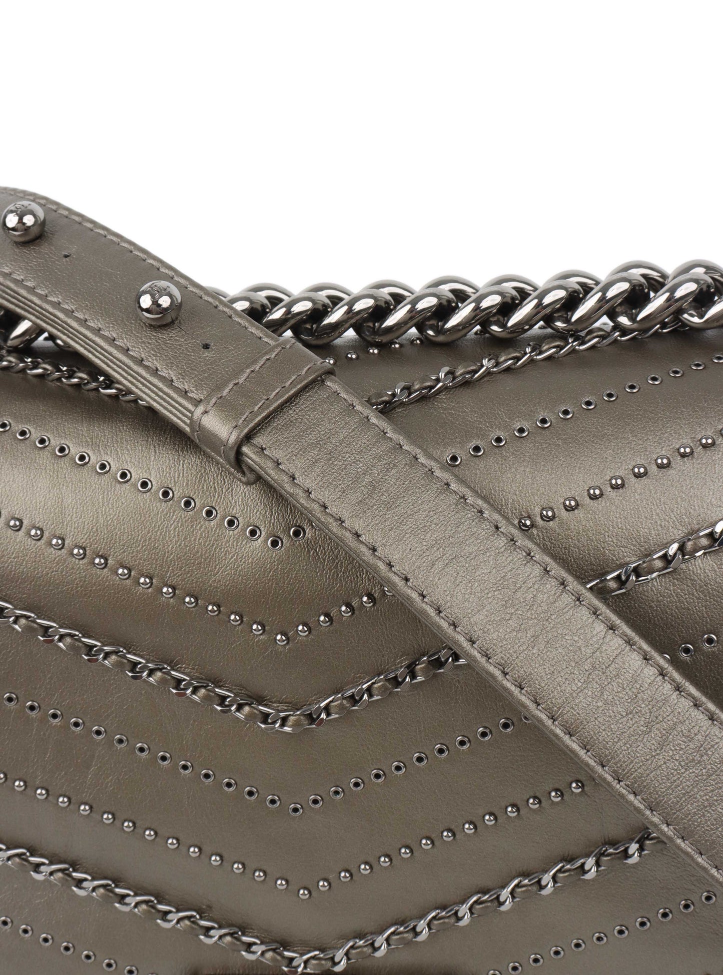 Chanel Medium Chevron Metallic Crumpled Calfskin Boy Bag.