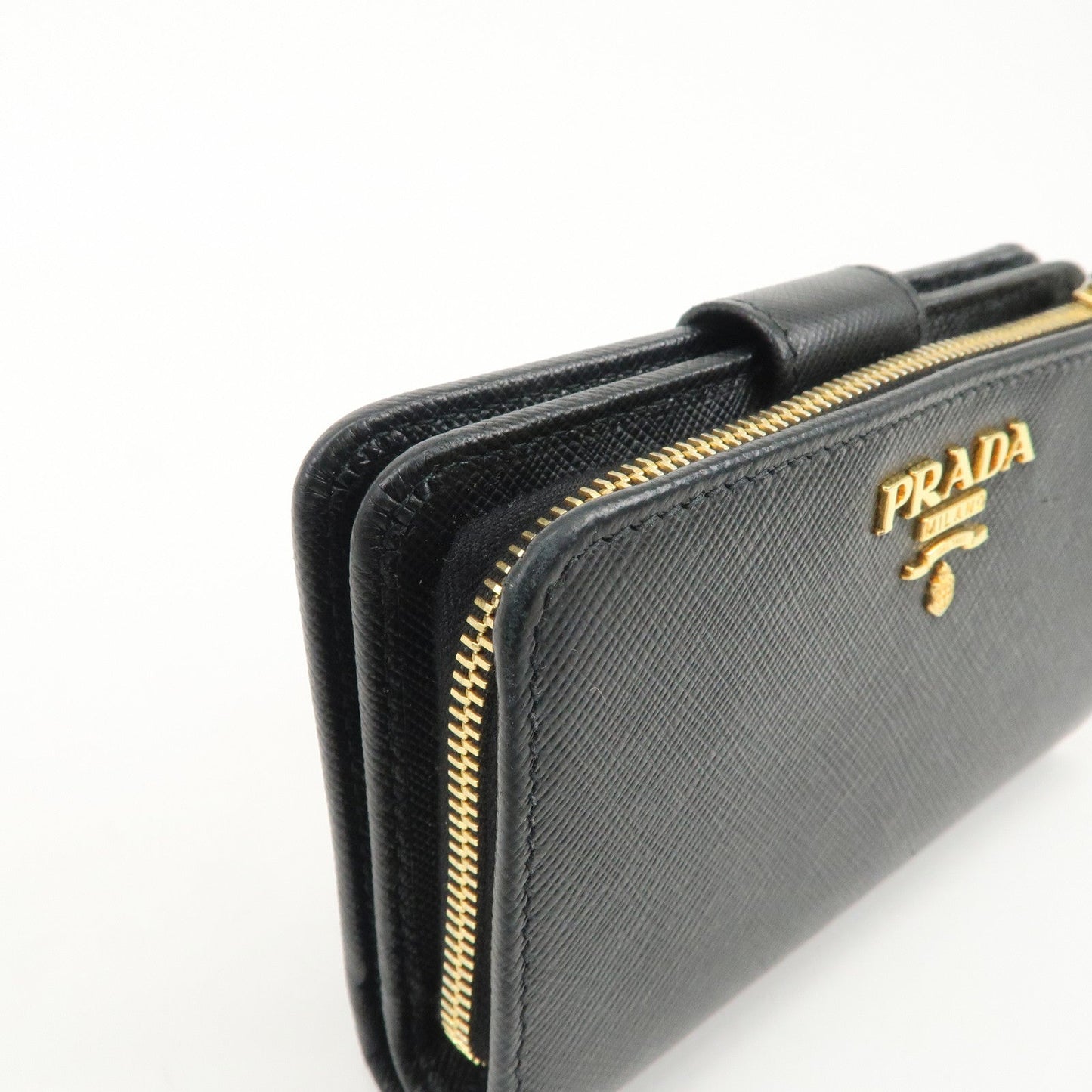 PRADA Saffiano Leather Bi-Fold Wallet Purse Black 1ML225  d