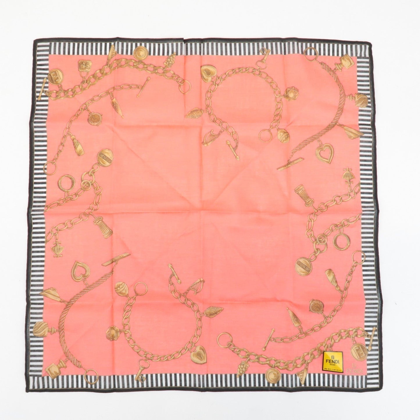 FENDI Set of 5 Cotton 100% Handkerchief Red Pink Brown Beige White  d