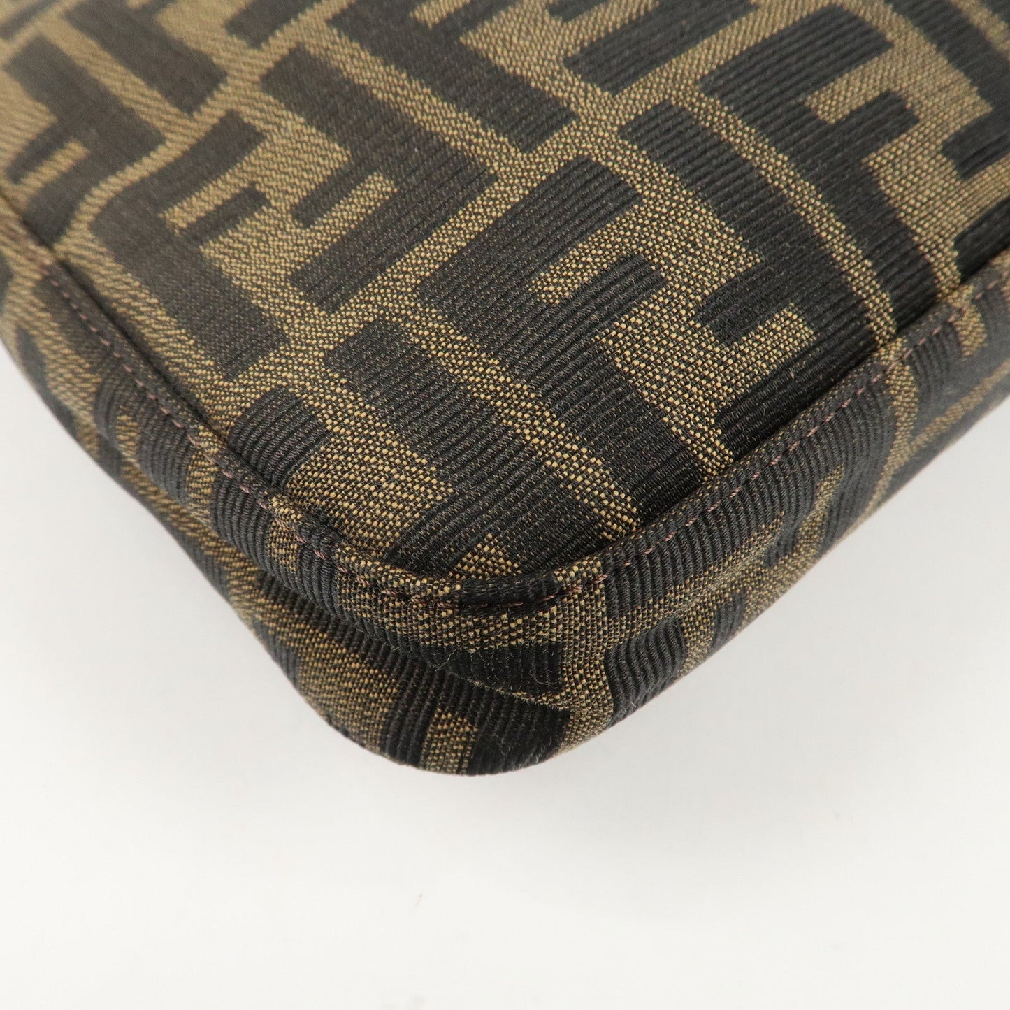 FENDI Zucca Canvas Leather Shoulder Bag Brown Black 26569  d