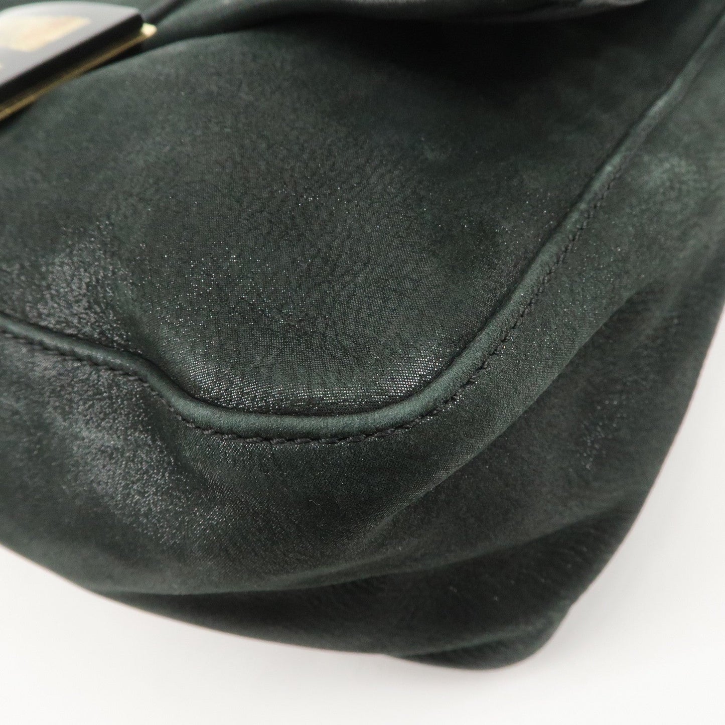 FENDI Mamma Baguette Leather Chain Shoulder Bag Gold Black 8BR638  d