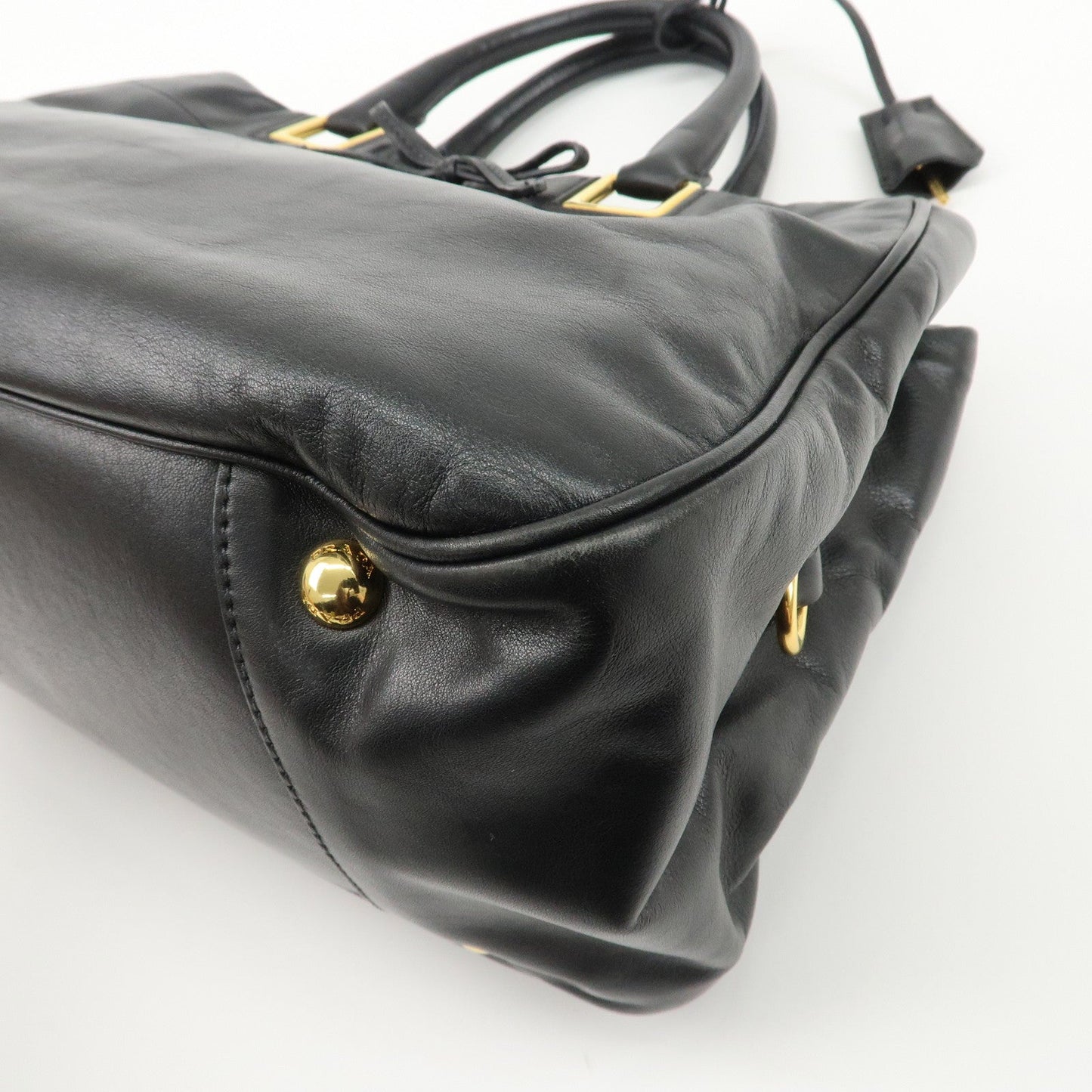 PRADA Leather Ribbon 2way Bag Hand Bag Black BN2244  d