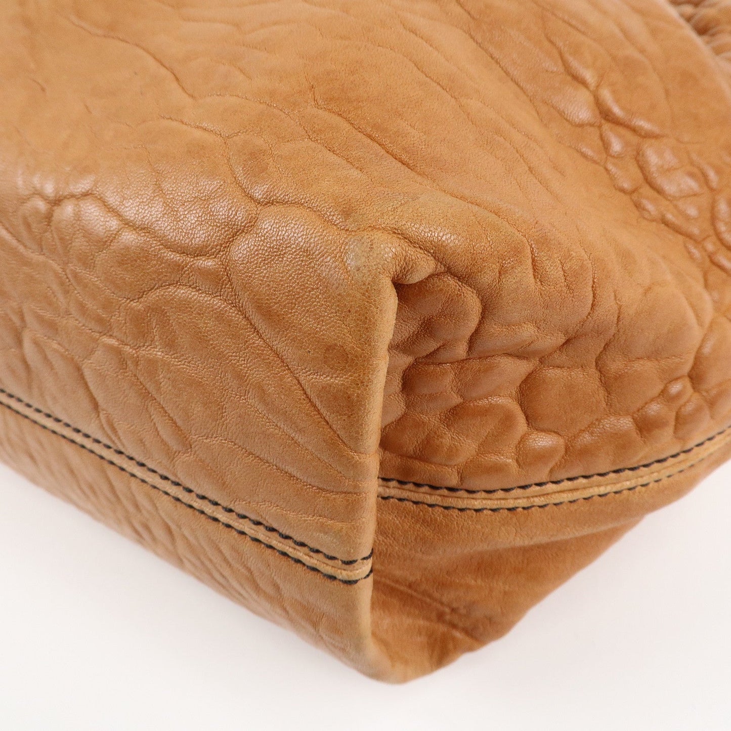 FENDI Leather Patent Leather Chain Shoulder Bag Brown 8BR563  d