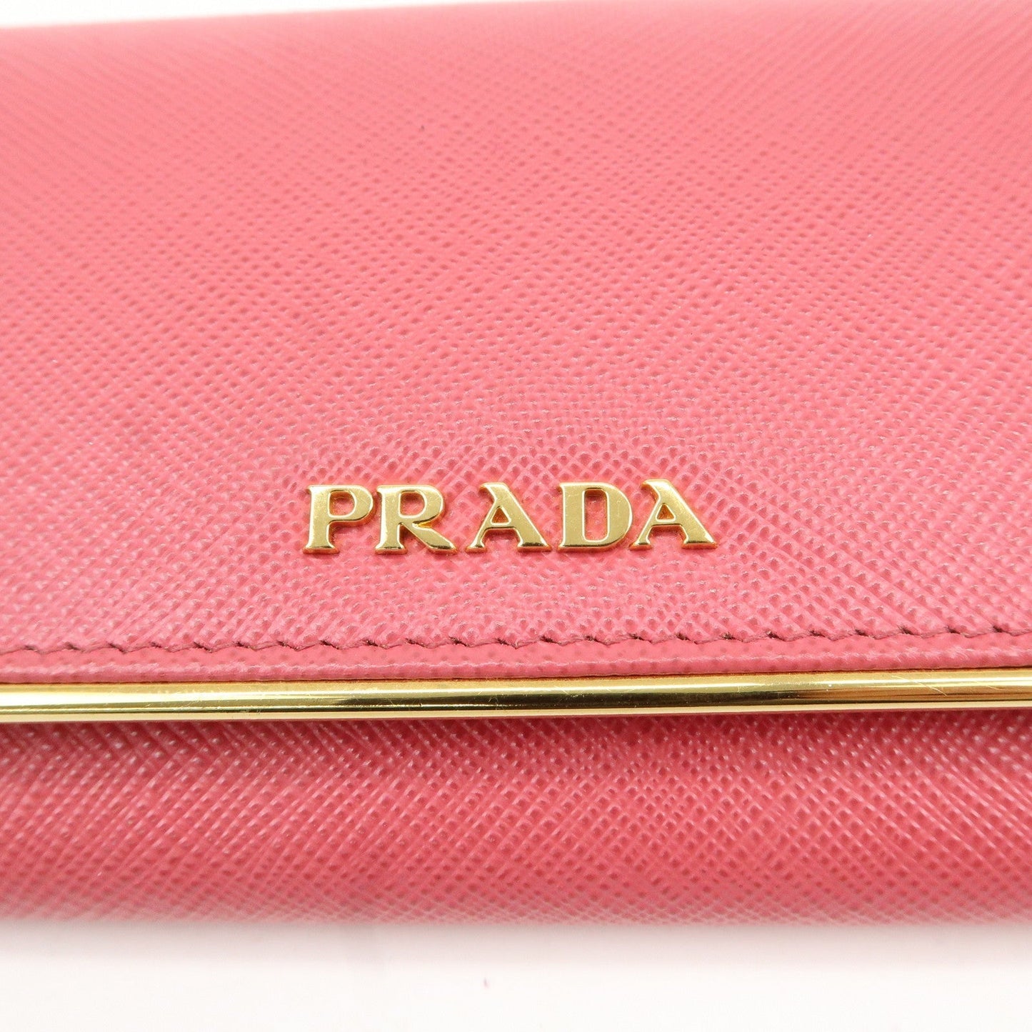 PRADA Saffiano Leather Bi Fold Long Wallet Pink 1MH132  d