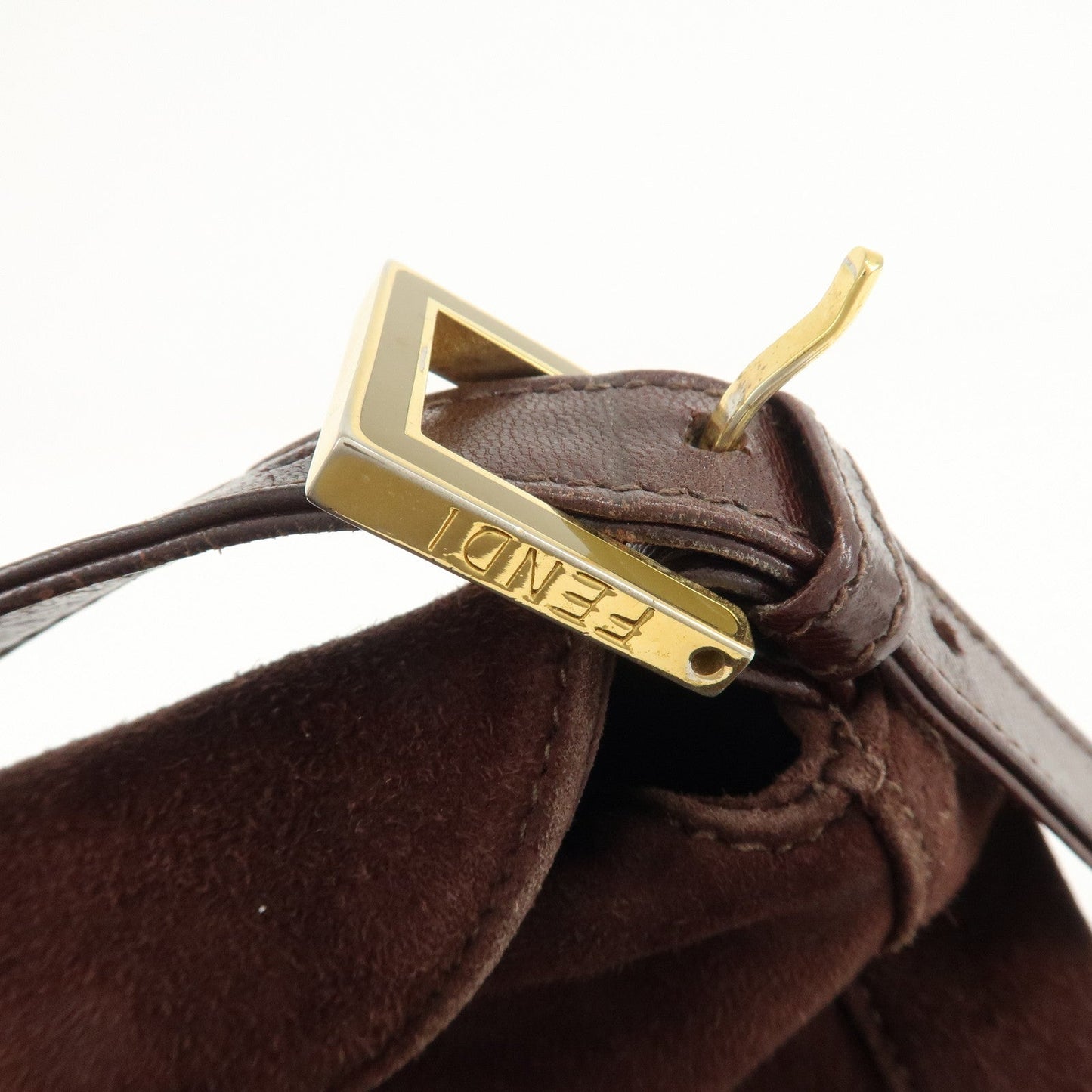 FENDI Suede Leather Shoulder Bag Hand Bag Brown 26426  d
