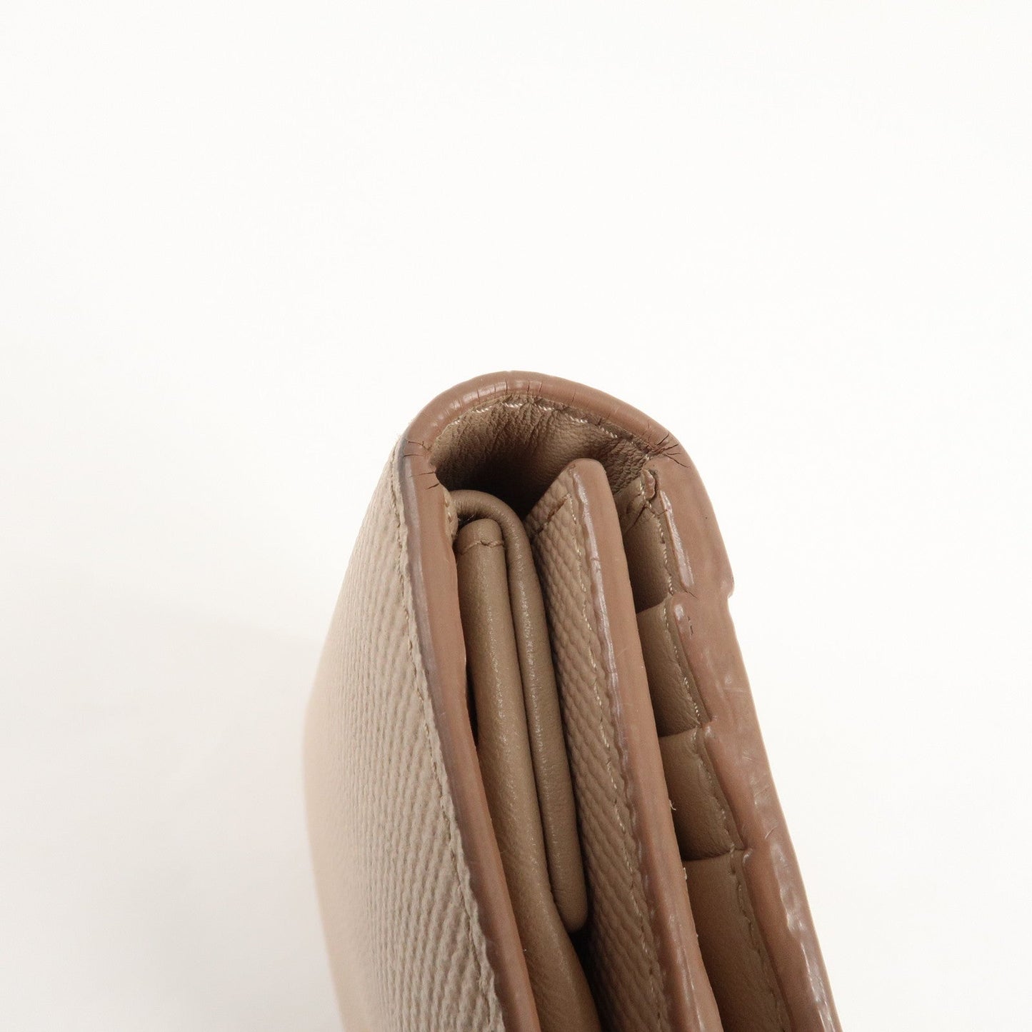 PRADA Saffiano Leather Trifold Compact Wallet Beige 1MH176  d
