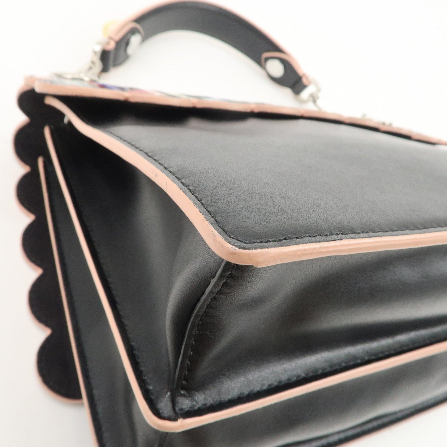 FENDI Zucca Canai Leather 2Way Bag Shoulder Bag Black 8BT283  d