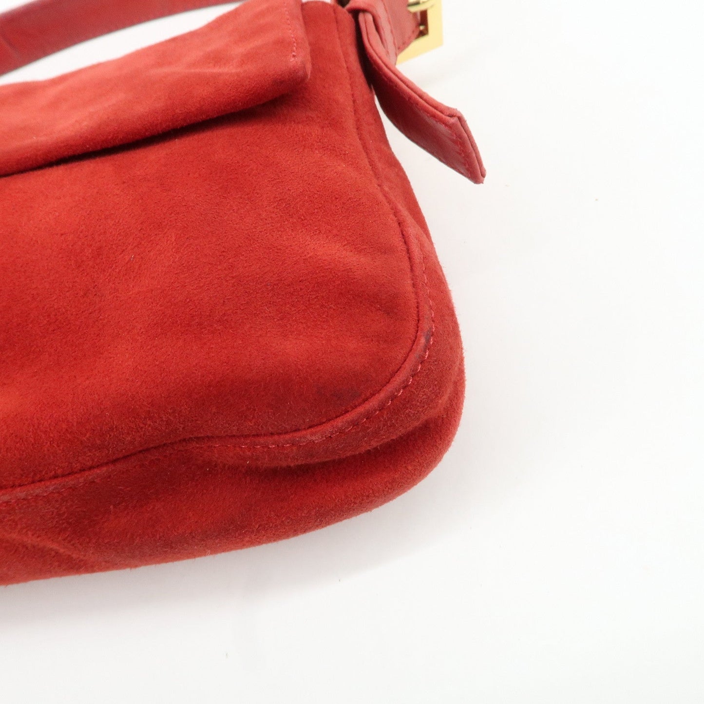 FENDI Mamma Baguette Suede Leather Shoulder Bag Red 26424  d
