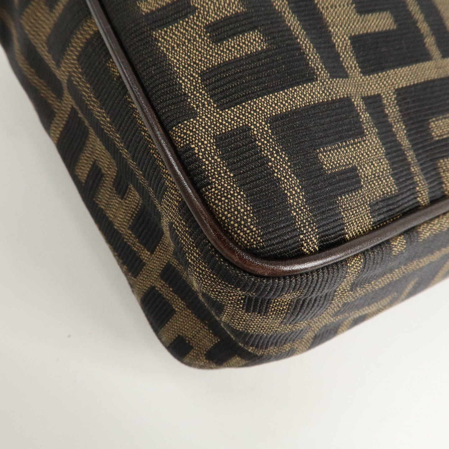 FENDI Zucca Canvas Leather 2Way Shoulder Hand Bag Brown Black  d