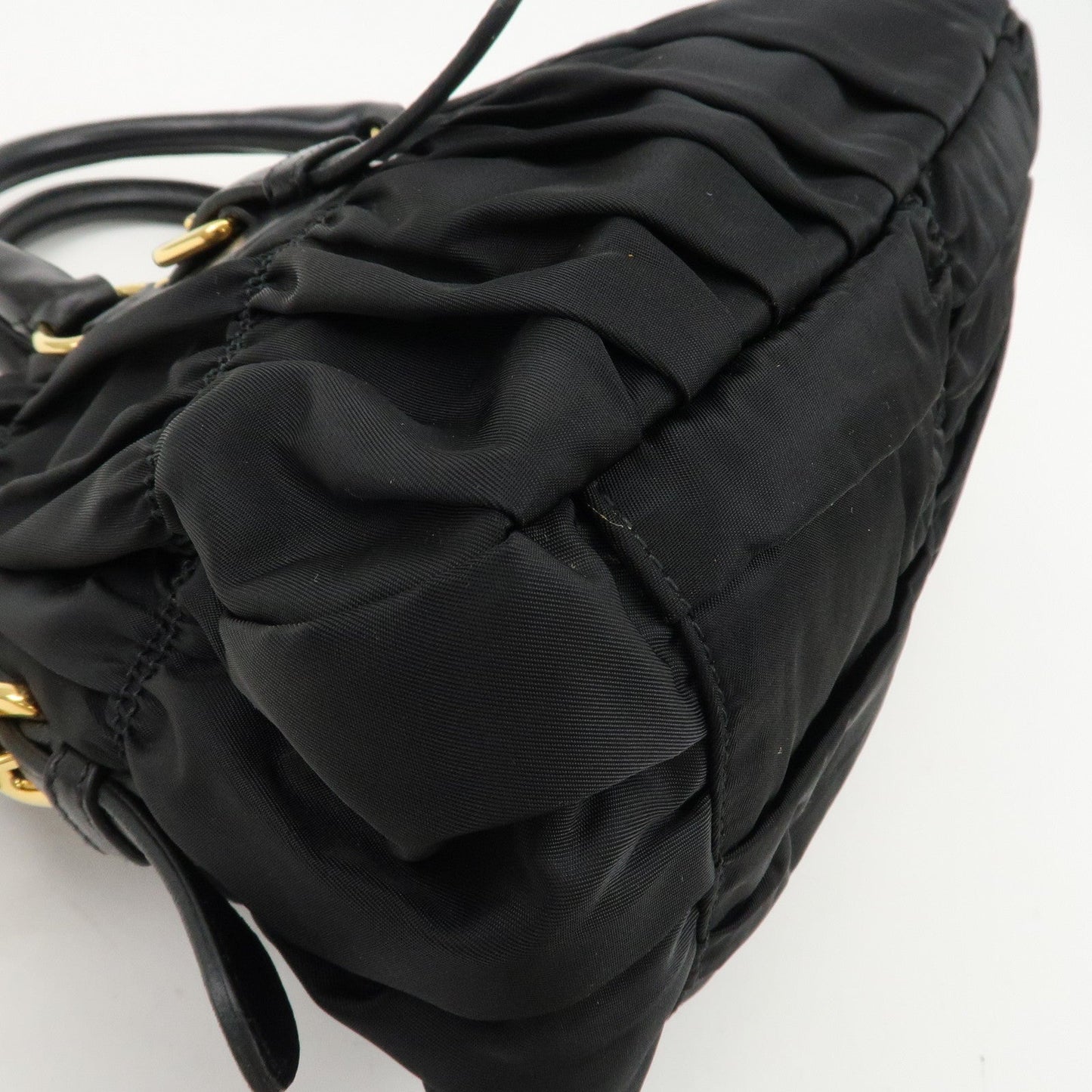 PRADA Logo Nylon Leather 2Way Bag Hand Bag Black NERO BN1407  d